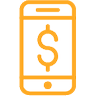 orange mobile phone with dollar sign icon