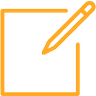 orange pen and blank paper icon