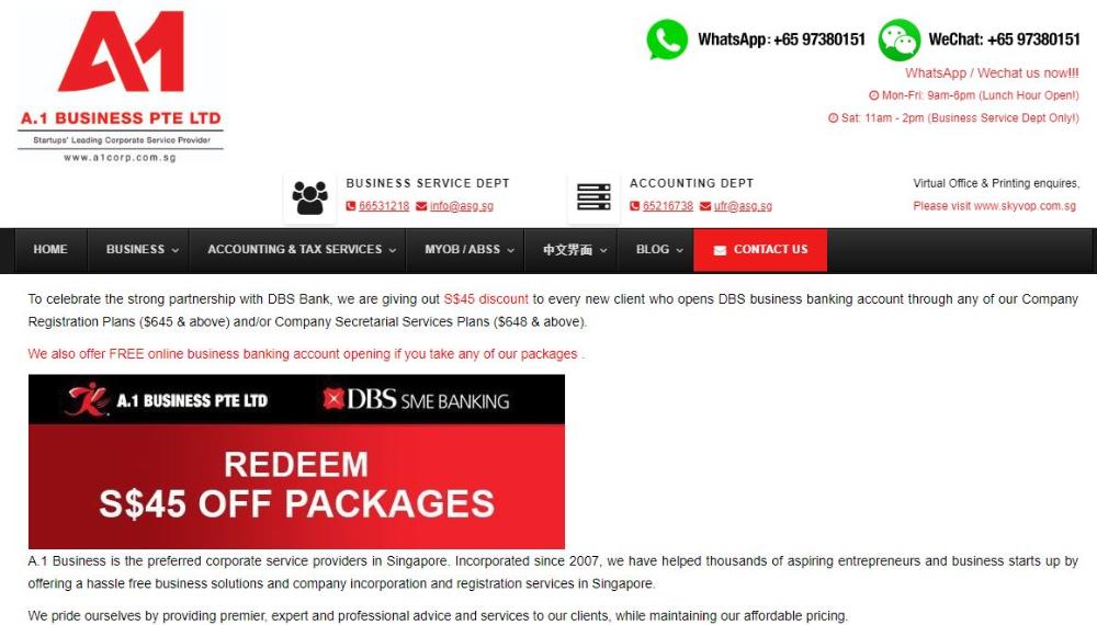 A1 webpage screenshot