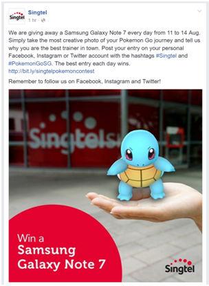 singtel pokemon event galaxy note 7 contest