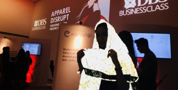 a woman wearing glow in the dark smart cloth