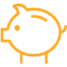 orange piggy bank icon