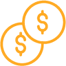 two orange dollar coins icon
