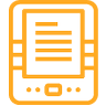 orange tablet with lines on screen
