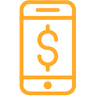 orange mobile phone with dollar sign icon