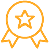 orange medal ribbon with star icon