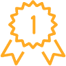 orange medal ribbon with number 1 icon