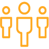three orange plain avatars