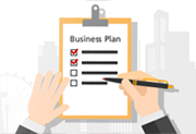 Man writing Business plan 