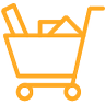 orange push cart with content icon