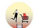 woman with a push cart icon