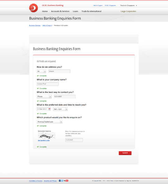 ocbc business banking form enquiries