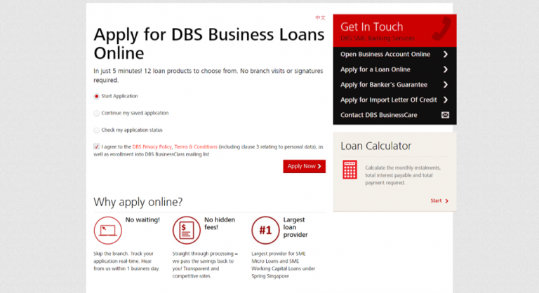 dbs online loan application
