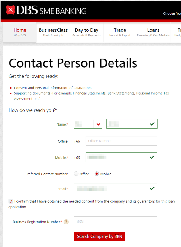 contact person details form