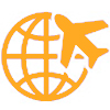orange globe with airplane icon