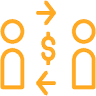 Two men exchanging Dollar sign money