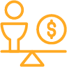 An image showing a man and a dollar coin on a balance scale