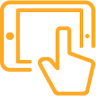 A finger touching a tablet device
