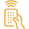 A hand touching a device which emits wave signals