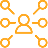 A man in the middle surrounded by multiple dots