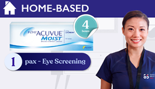 4 boxes x 1-Day Acuvue Moist + 1 Pax - Home Eye Check valued at $50