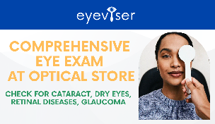 Comprehensive eye examination with optometrist at optical store