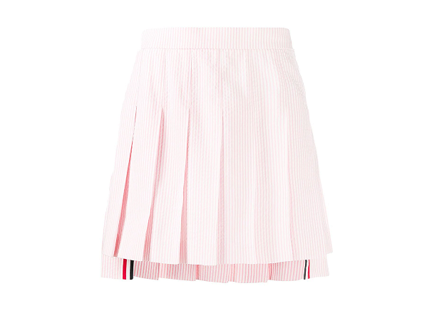 Thom Browne Seersucker Pleated Miniskirt