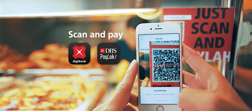 Scan and pay at the hawker centre with digibank and PayLah!