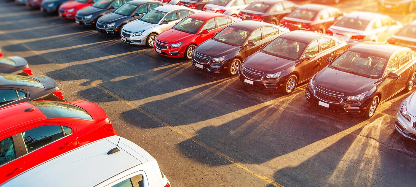 Rows of used cars for purchase