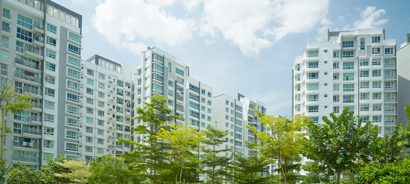 Block of BTOs (Built-to-order) in a residential area in Singapore