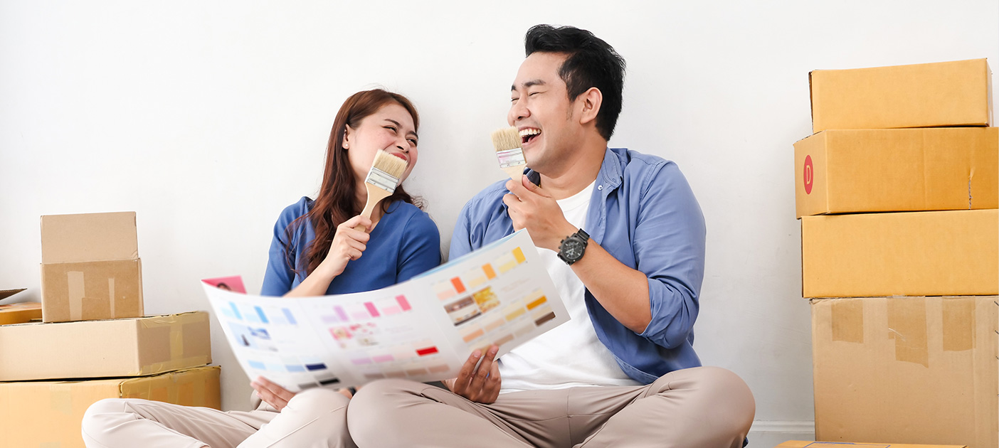 Couple discussing if they are renovating their forever home