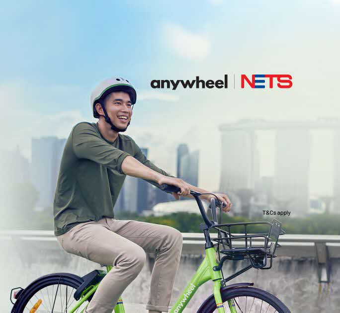 Get a FREE 1-day pass with NETS on anywheel app