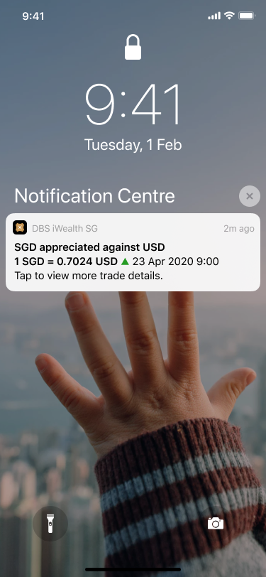 Push notification when a currency increases from your last investment