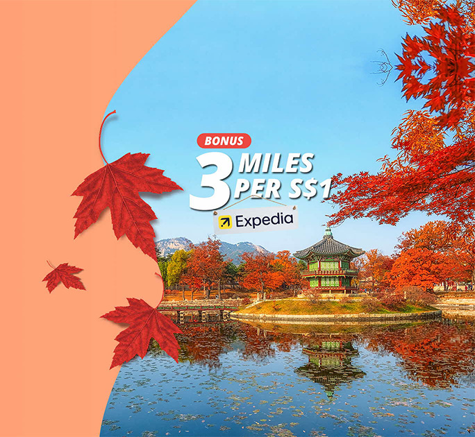 Earn bonus 3 miles per S$1 on Expedia