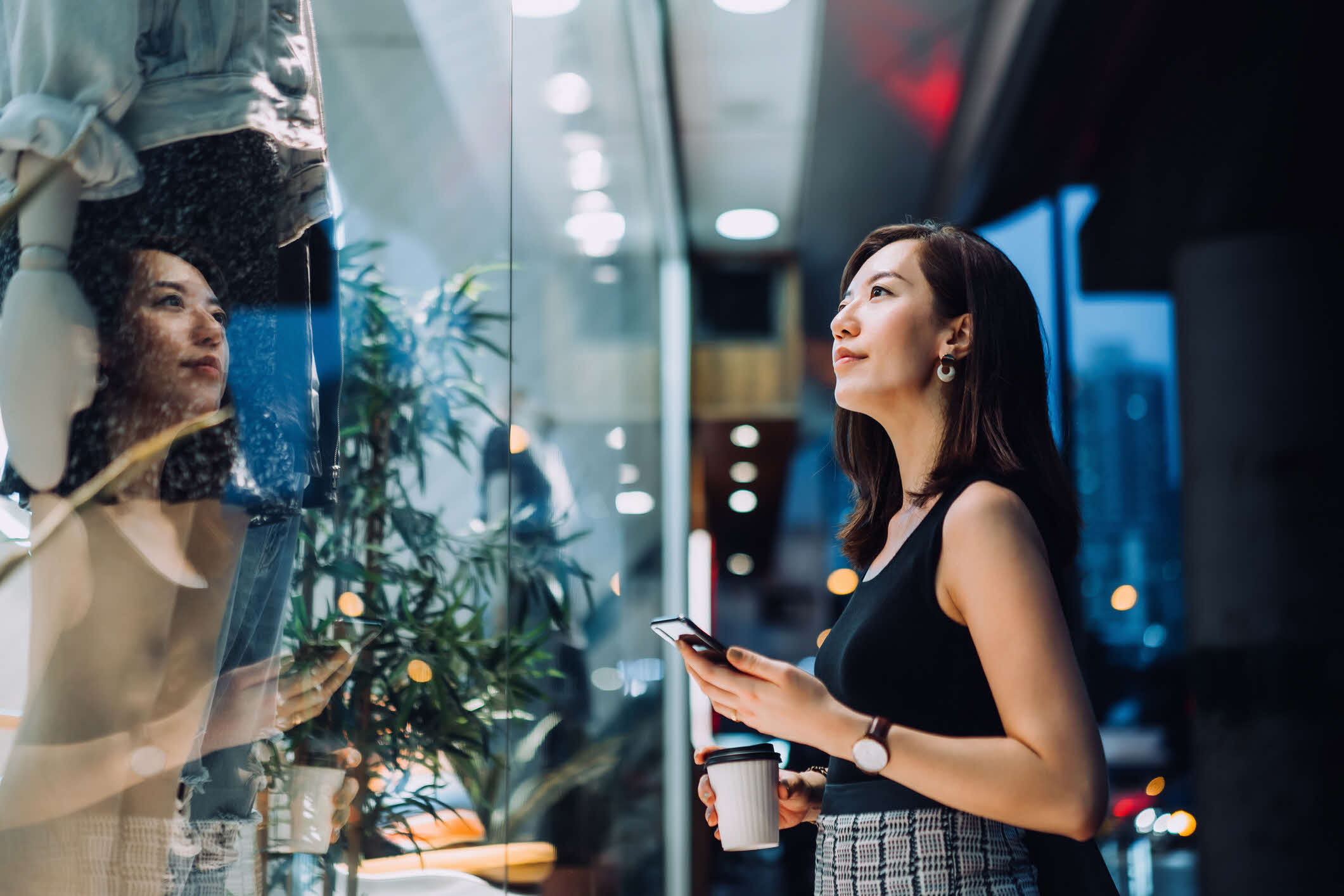 Woman window shopping