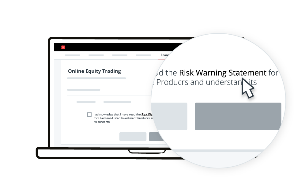 Step 4: Once on the Online Equity Trade page, click on the 'Risk Warning Statement' link inside the paragraph of text