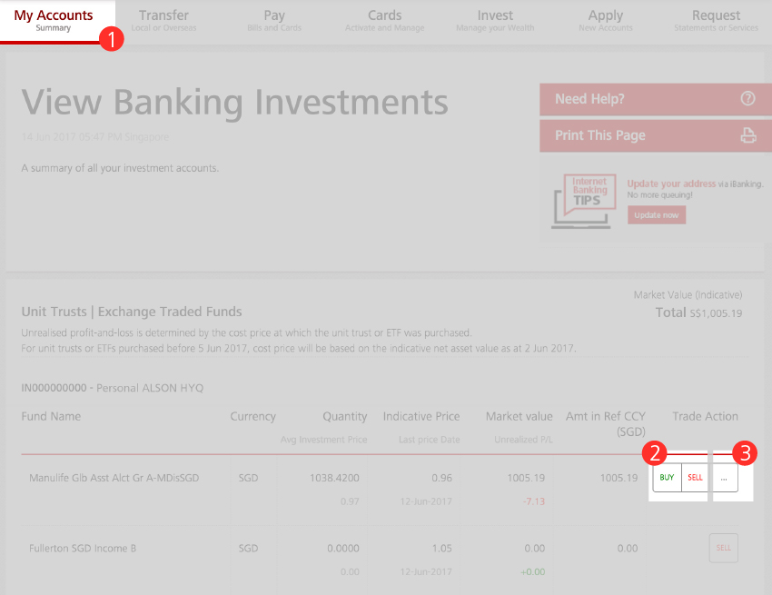 View Banking Investments - Step 1, 2, 3