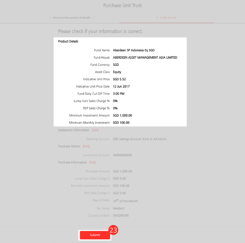 Purchase Funds/Funds Search - Step 23