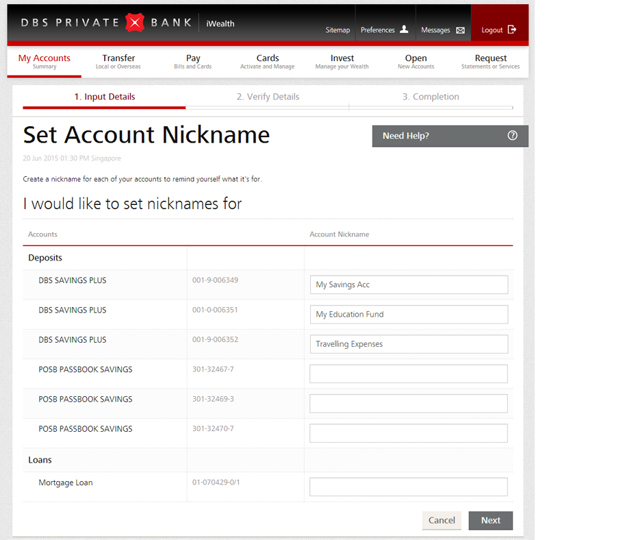 Personalised Account Nicknames