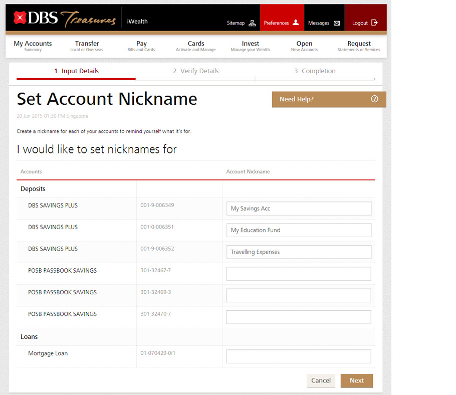 Personalised Account Nicknames