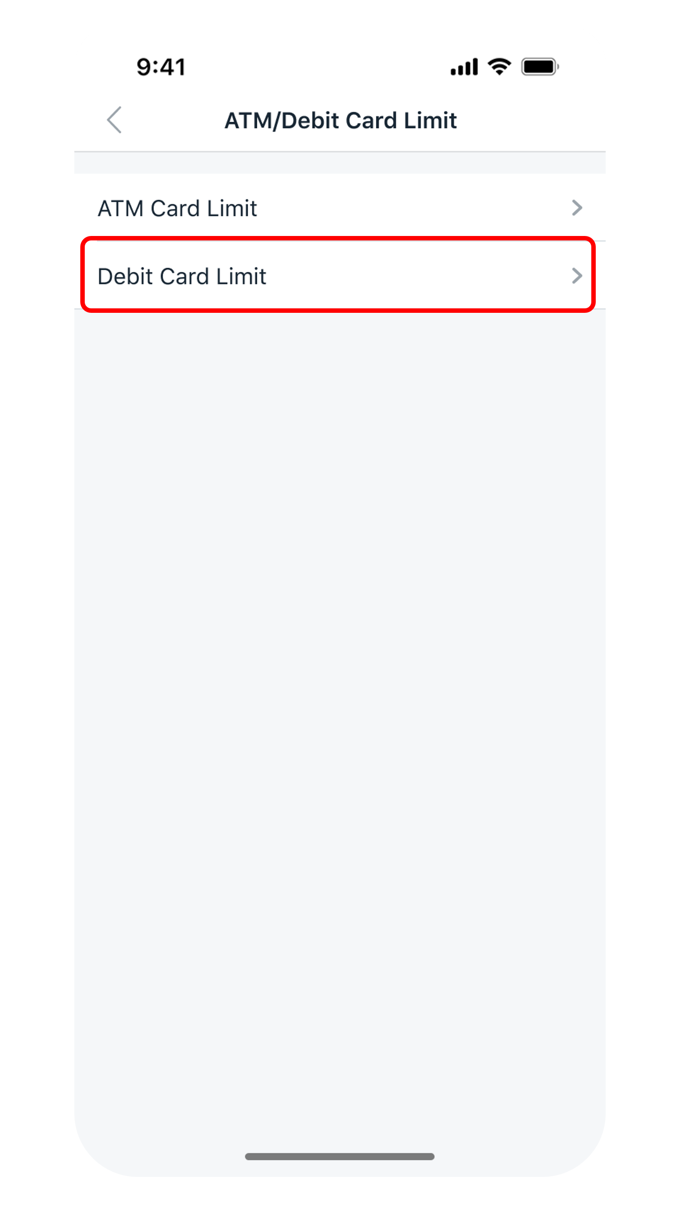 card type selection screen
