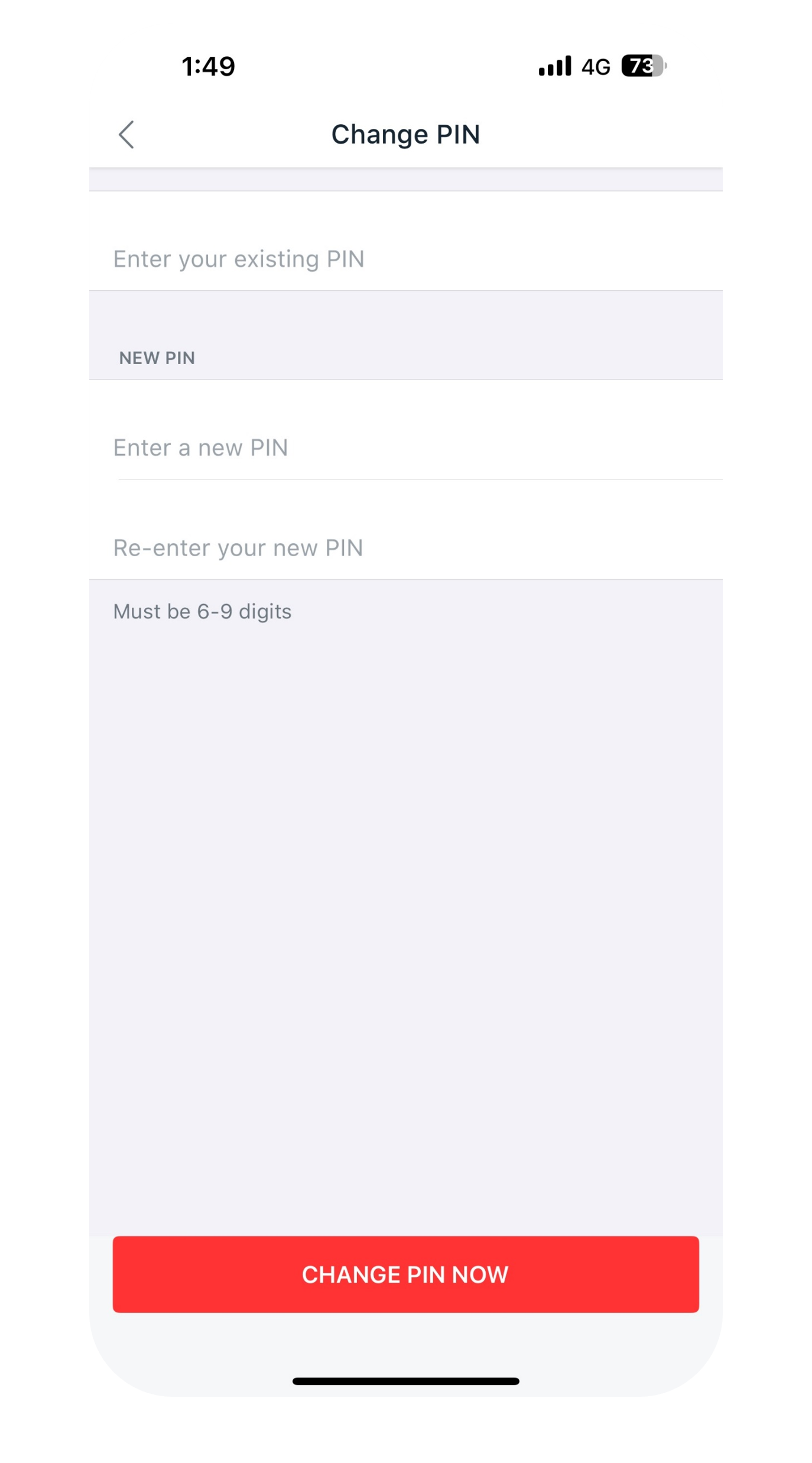 enter new PIN