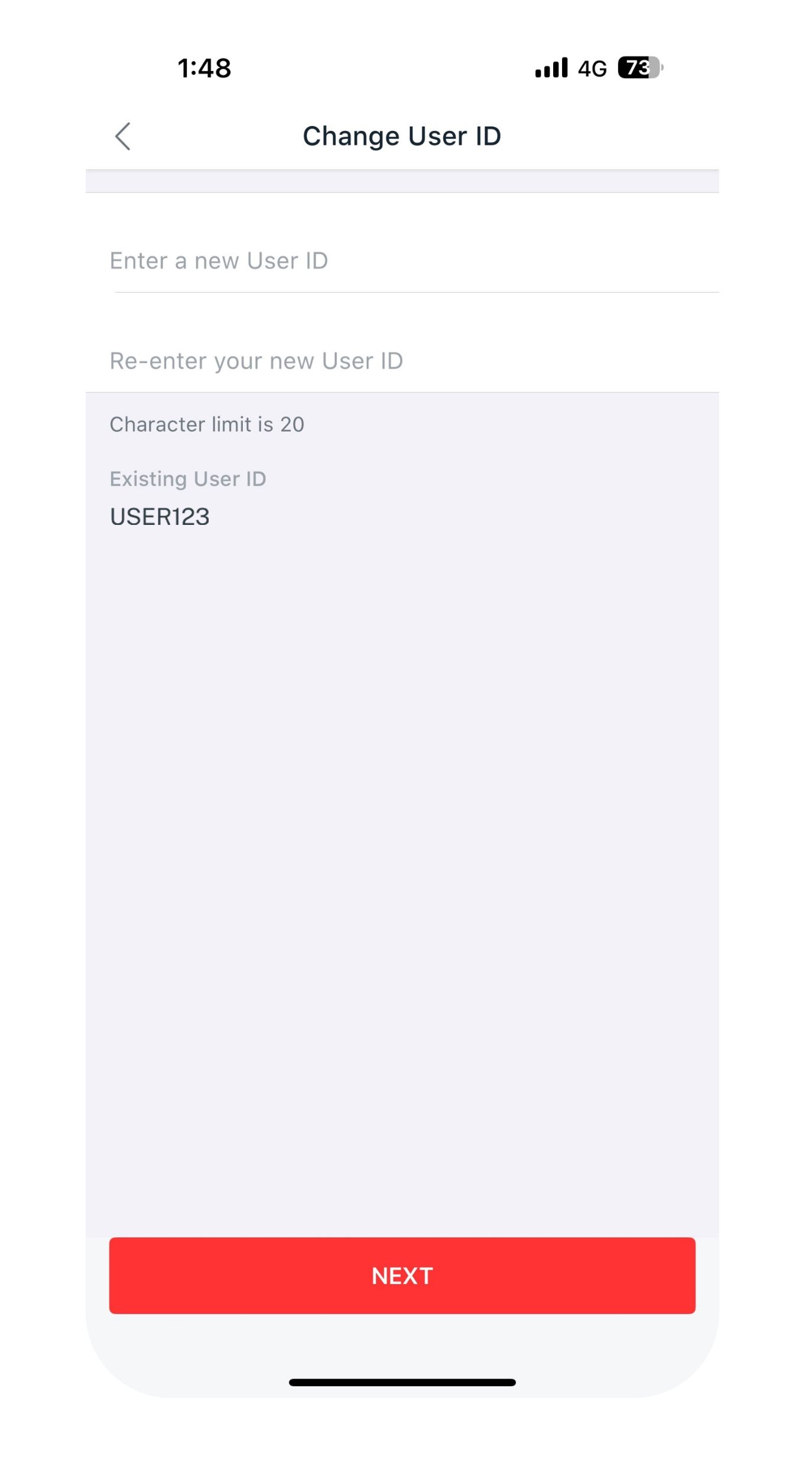 enter new user ID