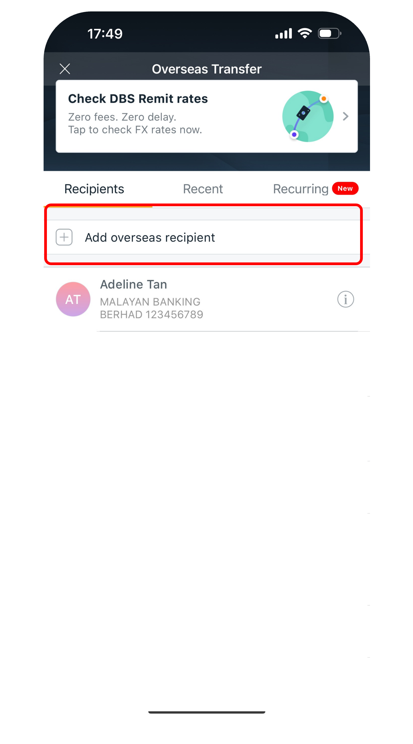Transfer Funds to Other Bank's Account | DBS Singapore 