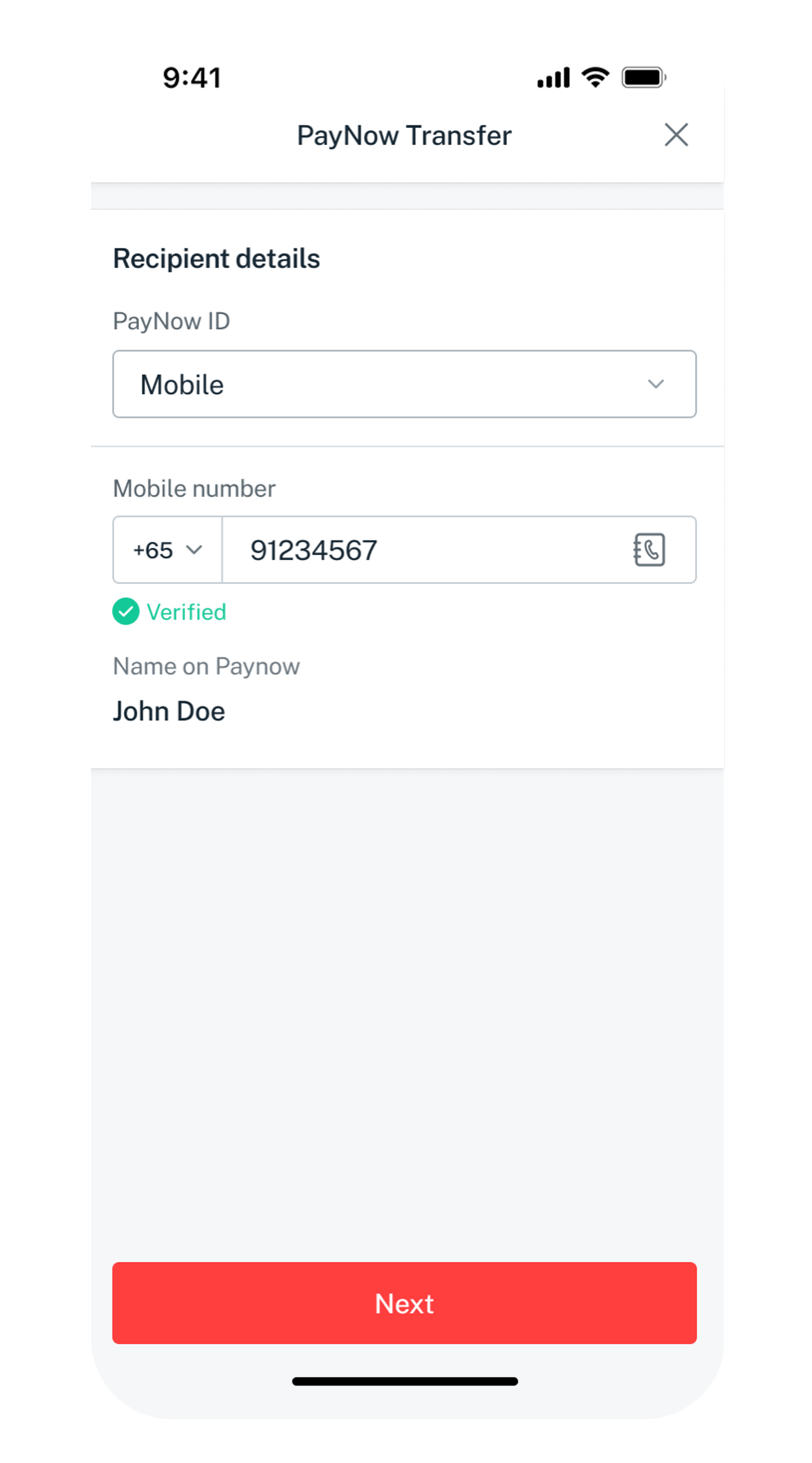recipient details