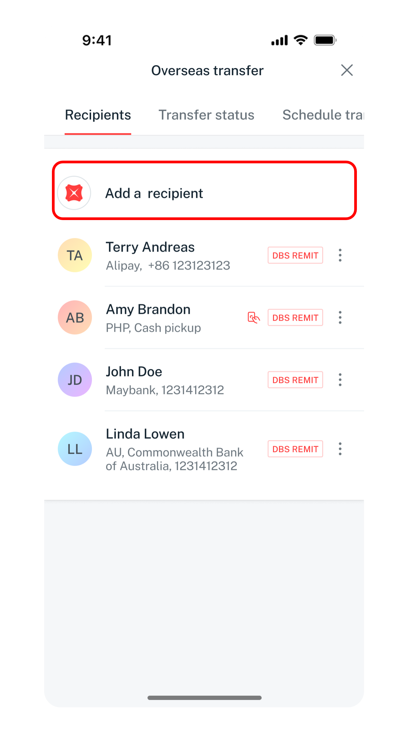add recipient