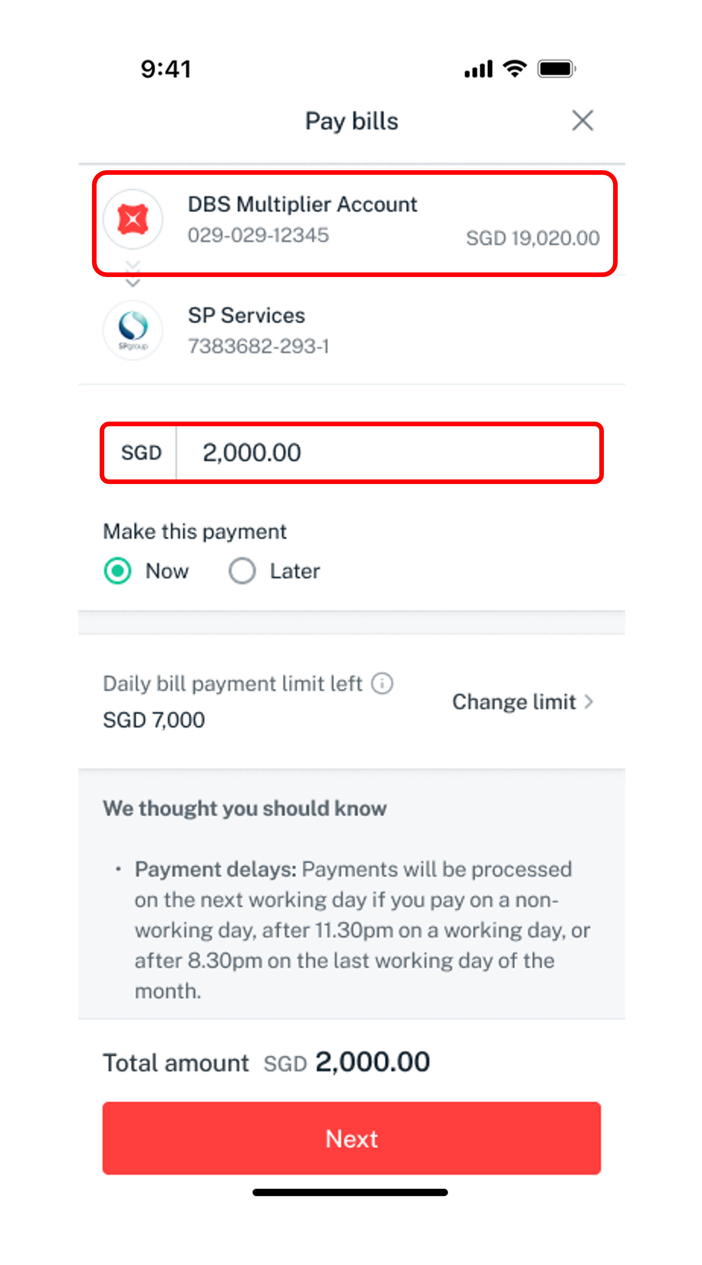 payment details