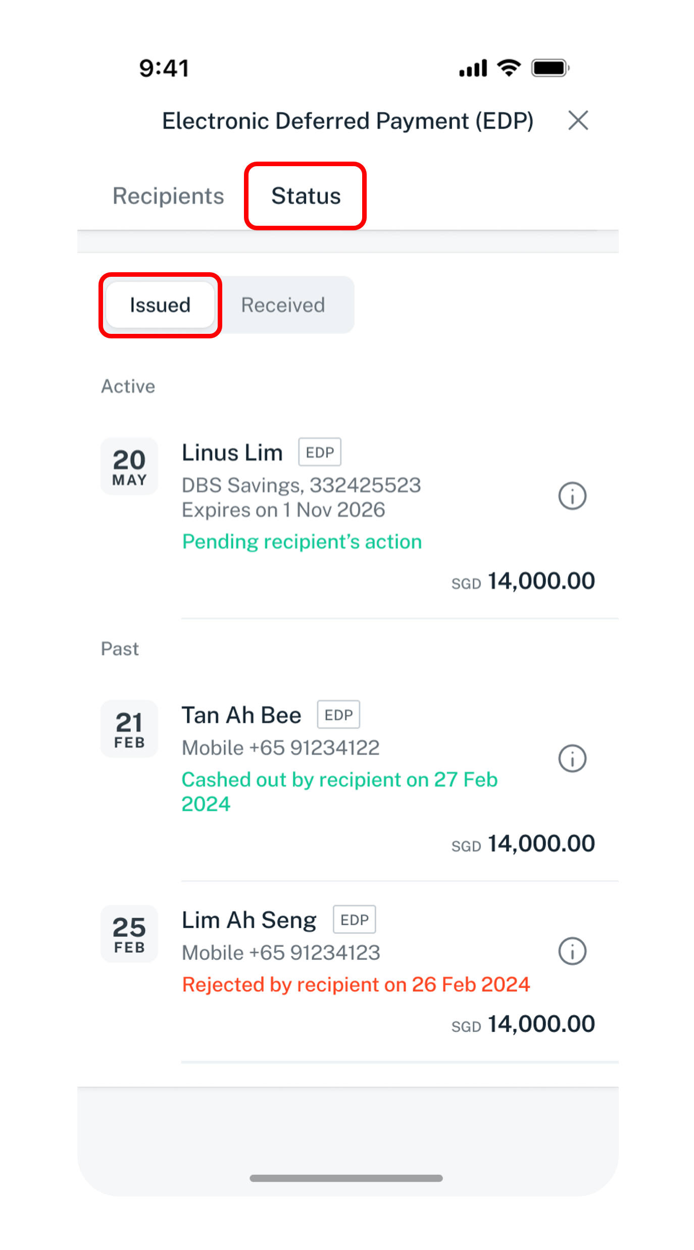 status tab