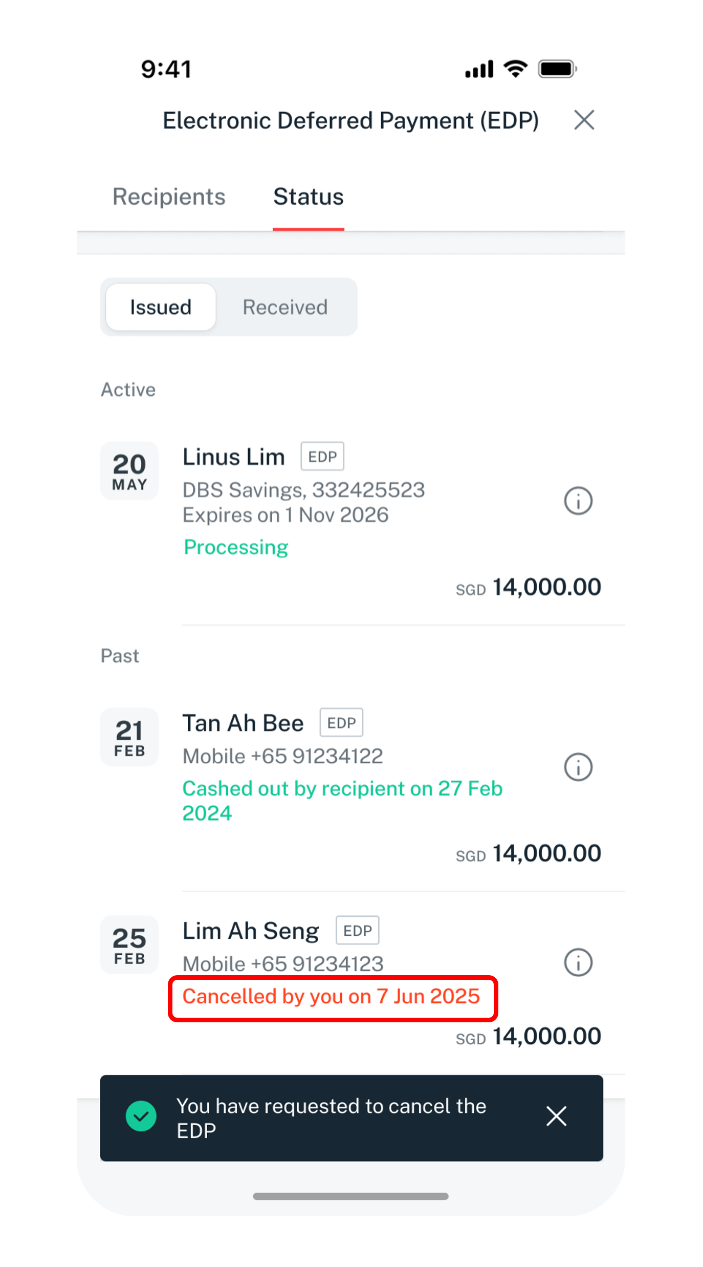 cancel success