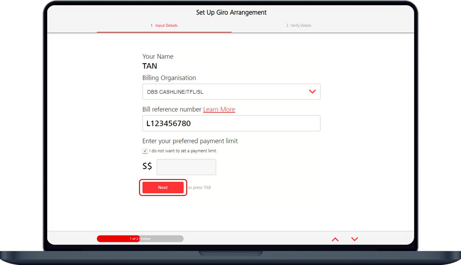 Set up a GIRO Arrangement DBS Singapore